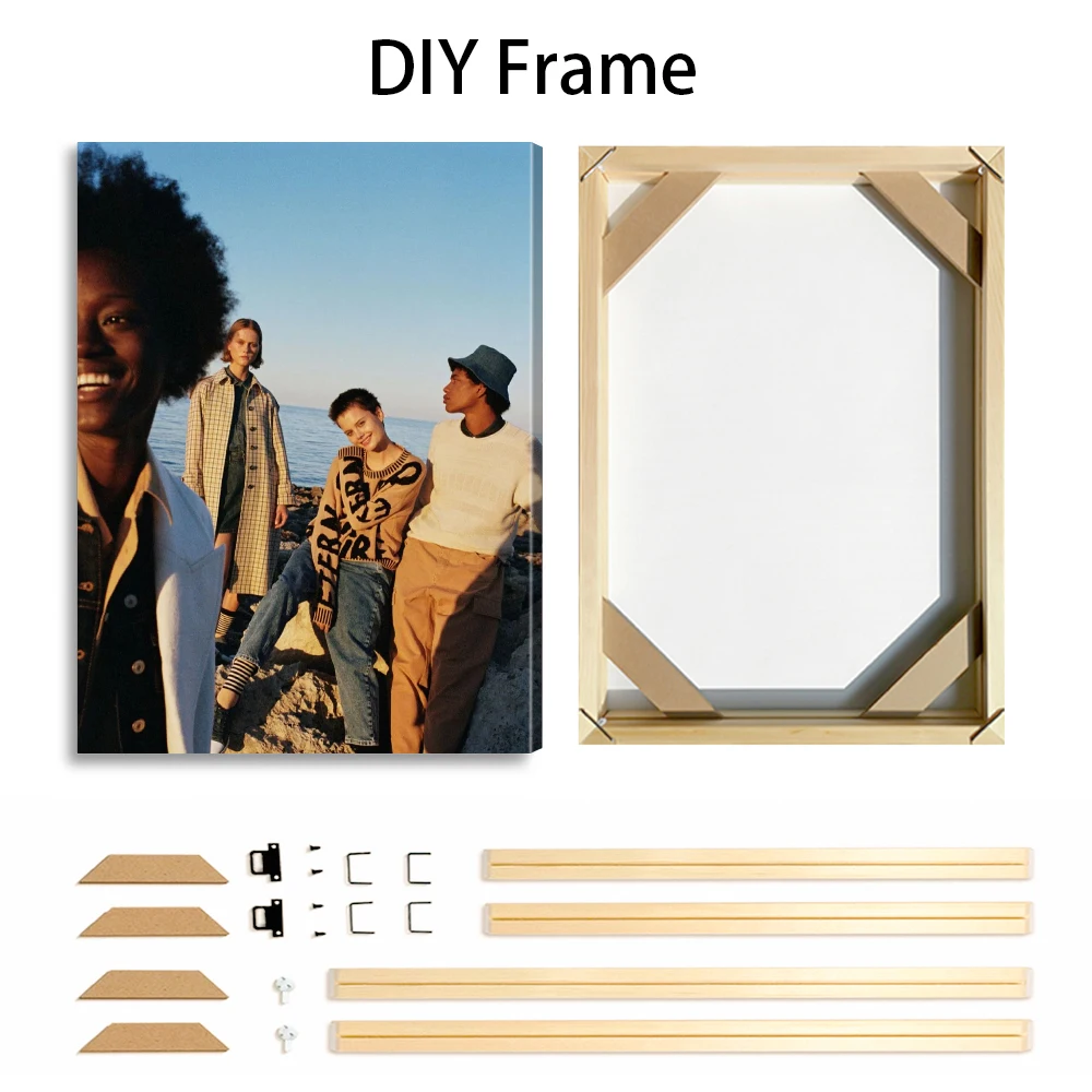 1 Pc Customized Photos on Canvas with DIY Wood Frame Or Frameless Poster Personalized Custom Photos Gift for Lovers
