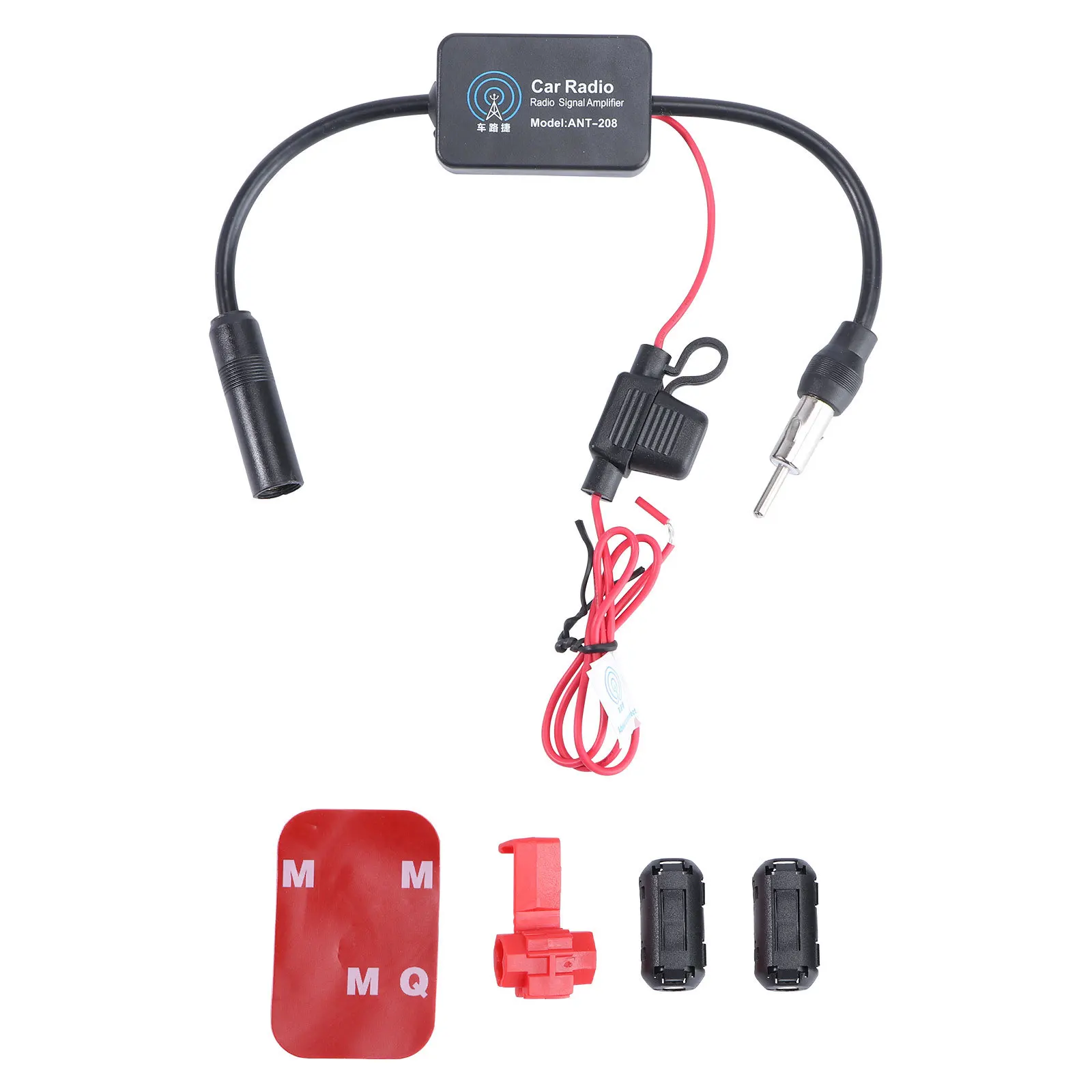 Auto-Antennenverstärker, schwarz, FM-Am-Signalverstärker, wasserdicht, langlebig, Radioempfang, Verstärkungskabel-Adapter