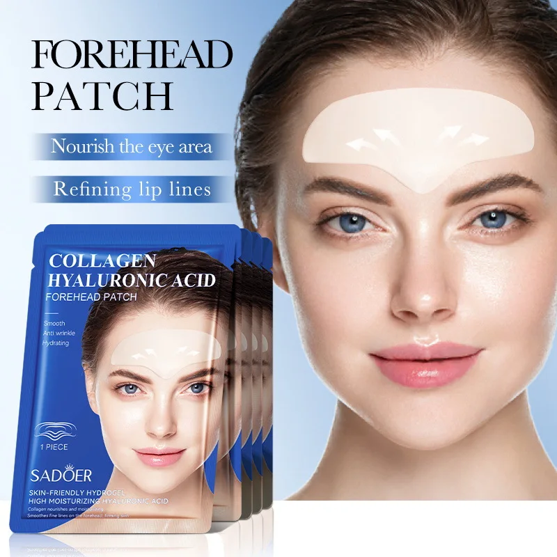 5pcs Forehead Gel Patch Lightening Forehead Wrinkle Anti-Wrinkle Firming Mask Frown Hyaluronan Sticker Anti-Aging Face Skin Care