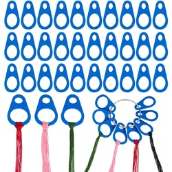 50Pcs Wood Bobbins with Hinged Ring Blue Teardrop Wood Bobbins Cross Stitch Tread Bobbins Sewing Thread Winding