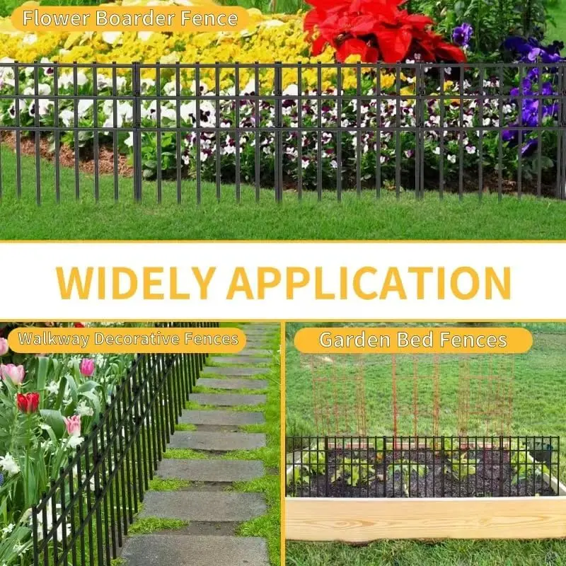 Recinzione da giardino in metallo antiruggine da 25, barriera senza inceppamento, alta 17 pollici x 27 piedi di lunghezza per cani e conigli