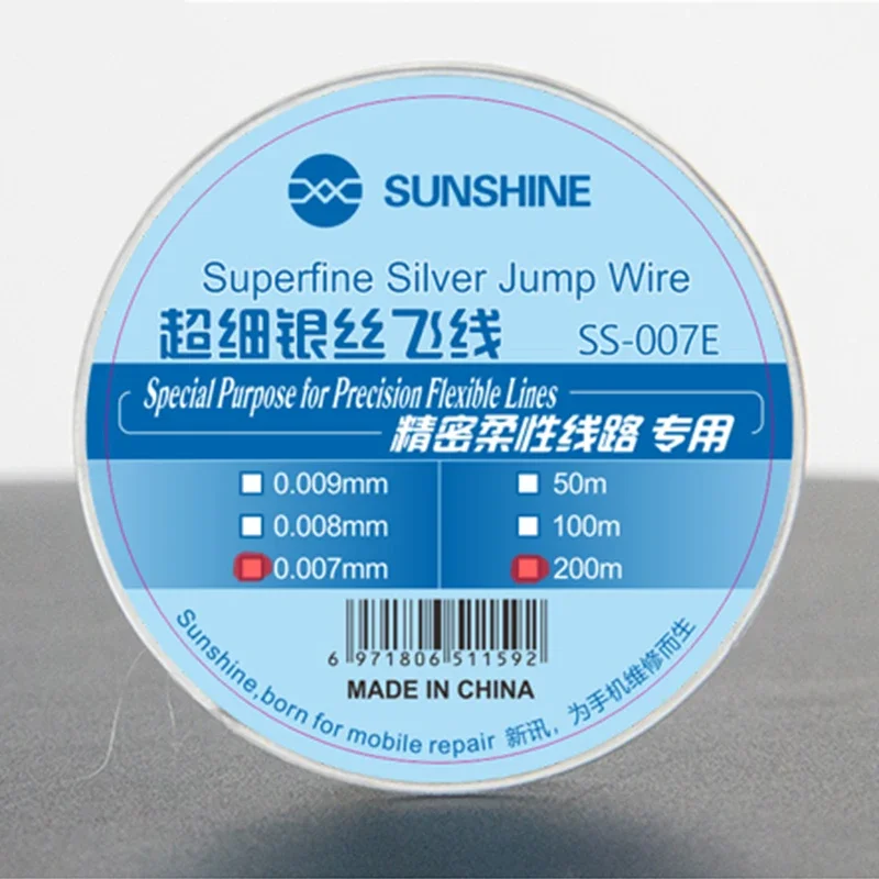 SUNSHINE SS-007E 0.007MM Width 200mm Length Ultra Fine Silver Wire Flywire Jumper, Mobile Phone Repair Tool Special Flywire