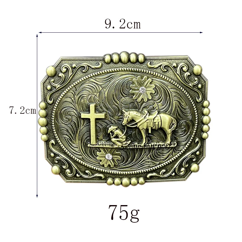 Gesper Sabuk Salib Doa Koboi Barat dari Paduan Seng - Aksesori Modis untuk Pria