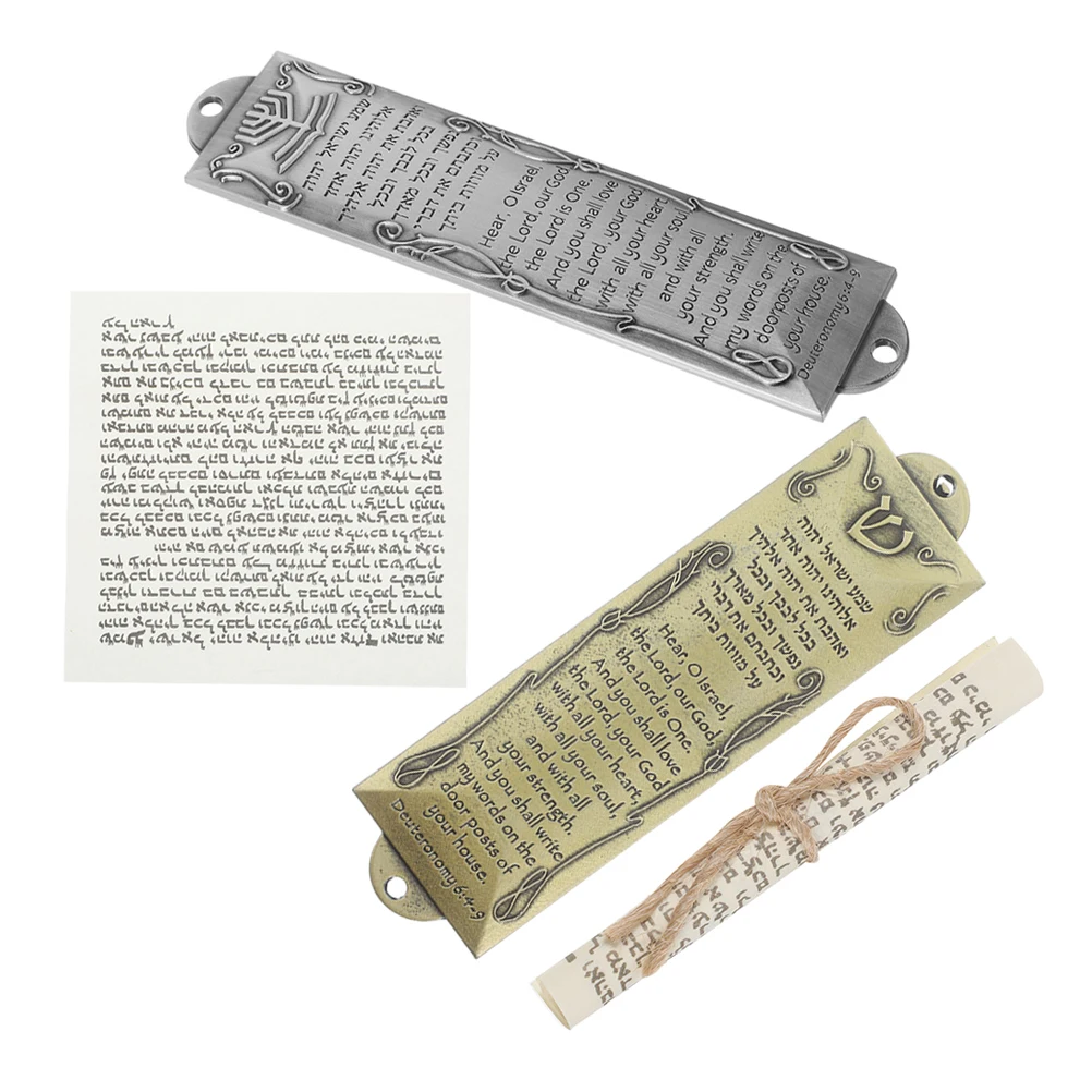 

2 Sets Door Post Holy Scroll Mezuzah Kosher Zinc Alloy Metal Jewish Faith Gatepost Blessings Prosperity Religious Craft