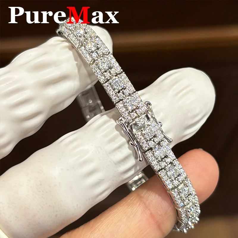 Pulsera de tenis de moissanita cuadrada de lujo para mujer, pulseras de diamantes de Plata de Ley 925, accesorios, joyería fina, regalo nuevo