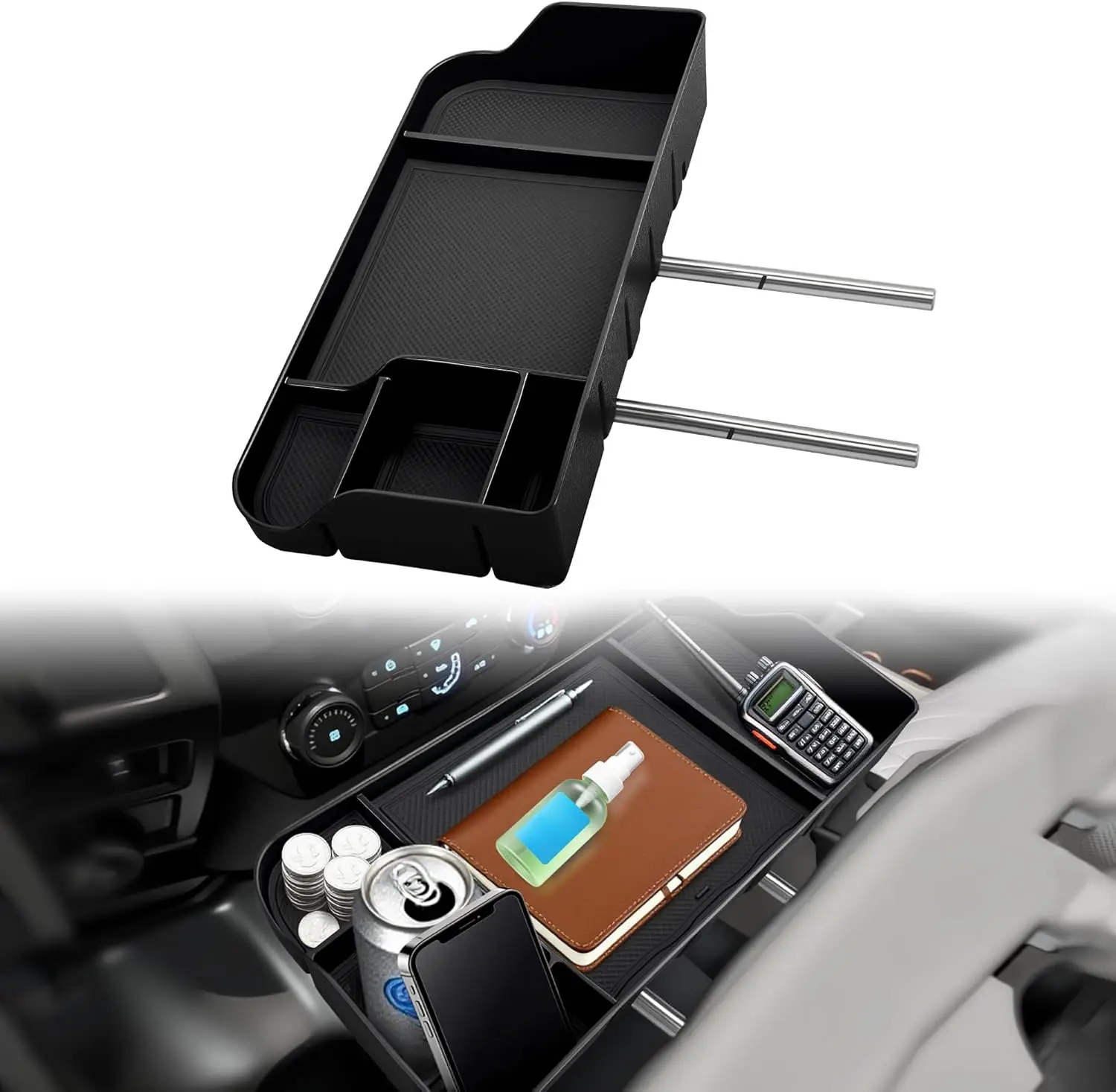 

Upgraded Front Center Console Organizer Fit for 2011-2025 Ford F150 F250 F350 F450 F550 F650 Super