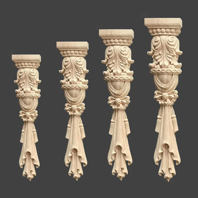 Accessories Carved Stigma Solid Wood Fireplace Cabinet Vertical Flower Roman Column Decoration European Style Home