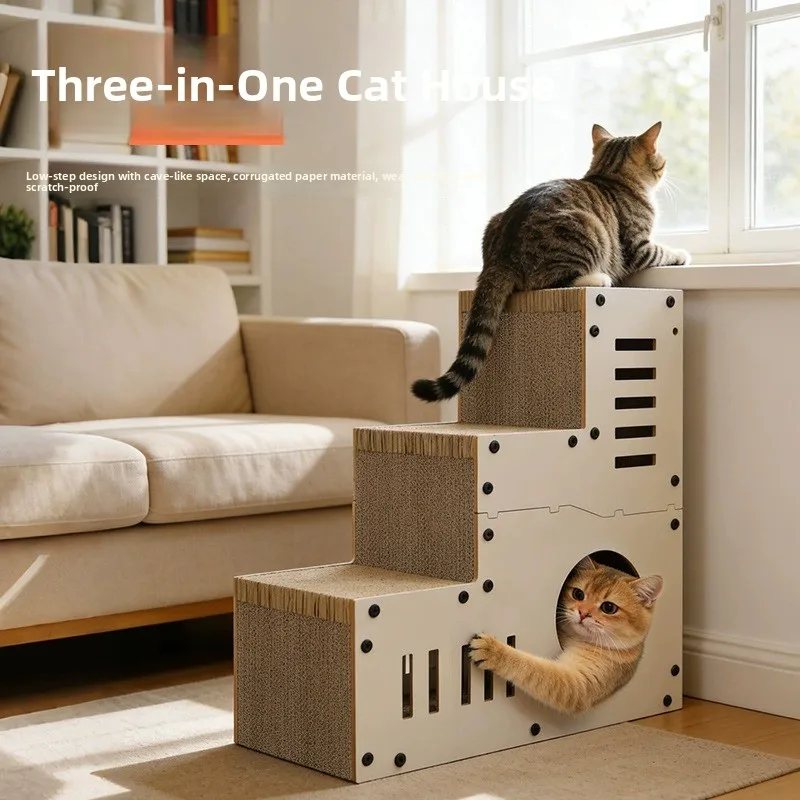 rascador-de-carton-corrugado-multifuncional-integrado-escalera-para-gatos-articulos-para-mascotas