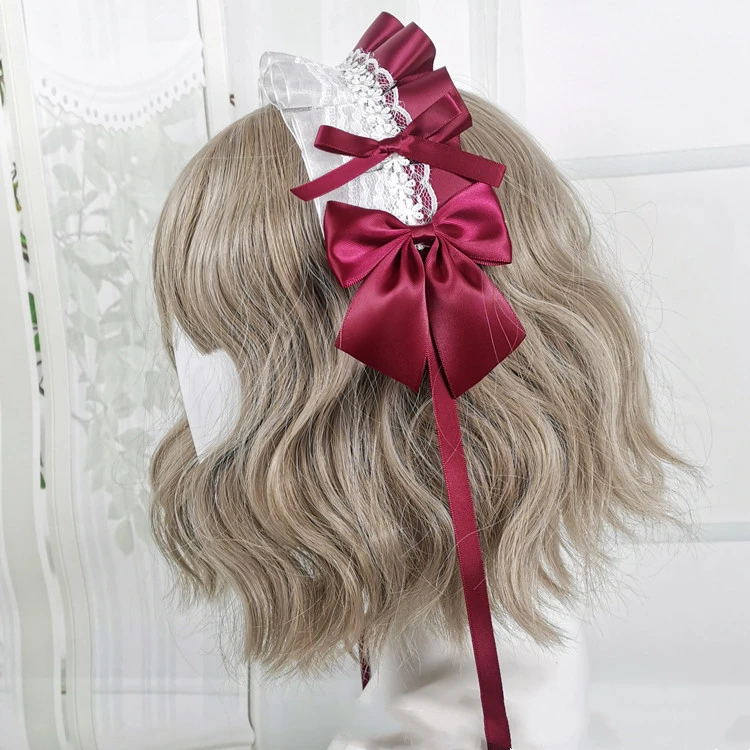 Diadema Lolita de sirvienta de Anime para mujer, tocado de encaje, Aro para el cabello de Cosplay, regalo hecho a mano para niñas, accesorio para el cabello