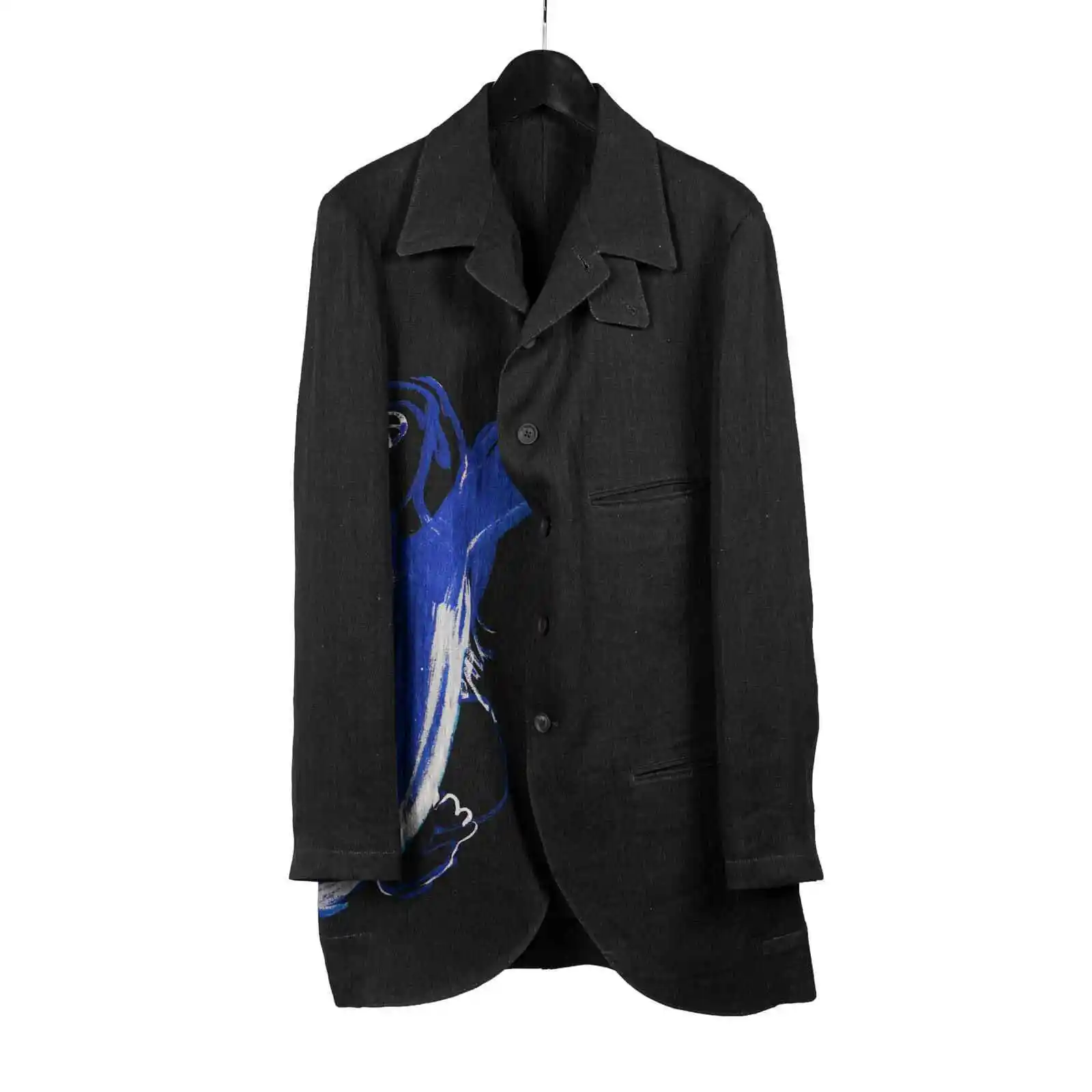 

TOP-YAMOTO японский оригинальный дизайн темно-нишевый черный льняной свободный костюм с длинными рукавами