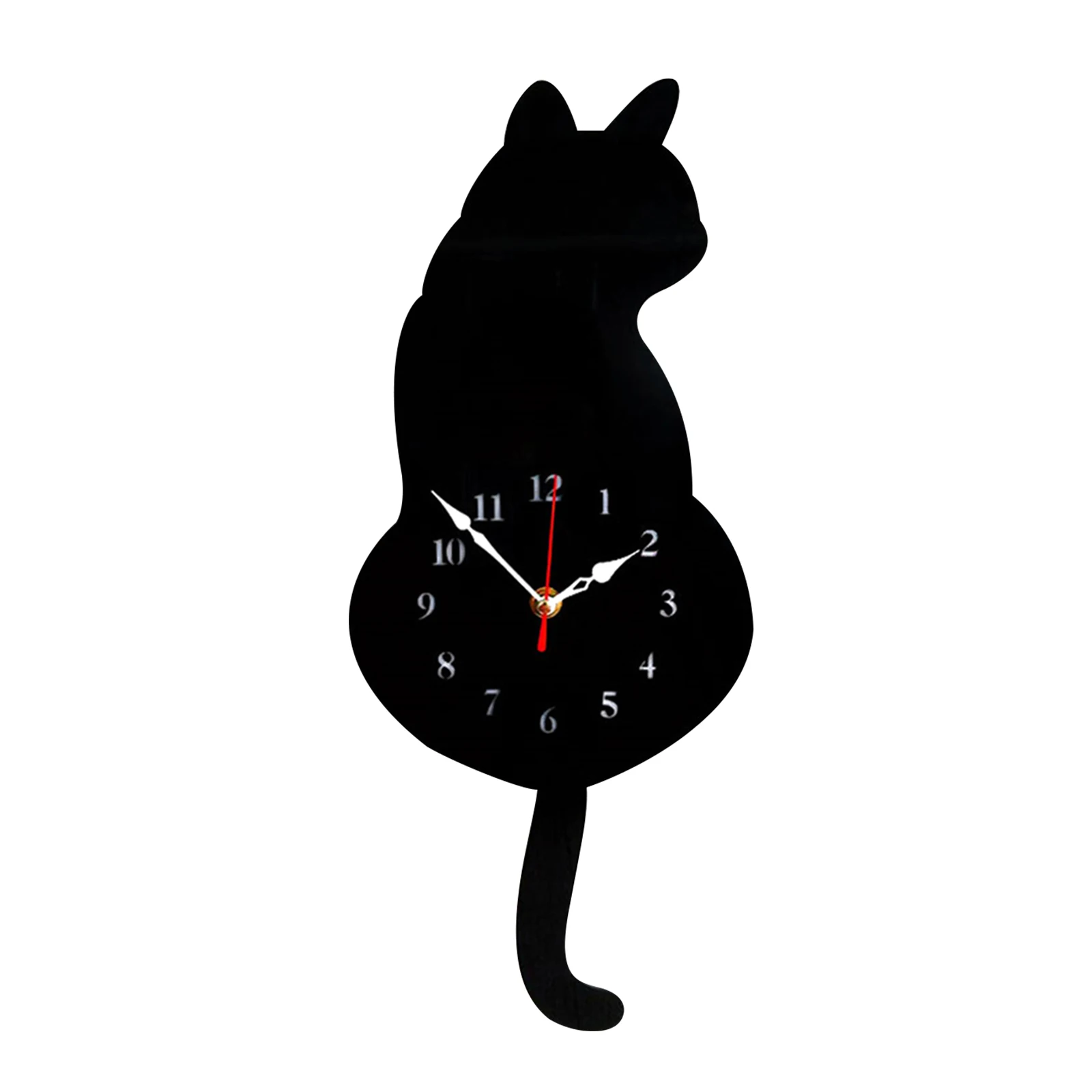 

Cat Shape Acrylic Wall Clock Modern Silent Frameless Mute Sweep Movement Living Room Home Decor Green Thickened Aluminum