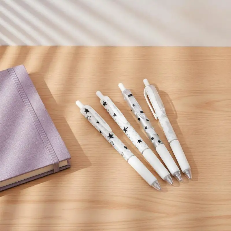 4PCS Polka Dot Star Pattern Press Pens Quick Drying Smooth Writing High Value Ins Style Stationery for Teen Students