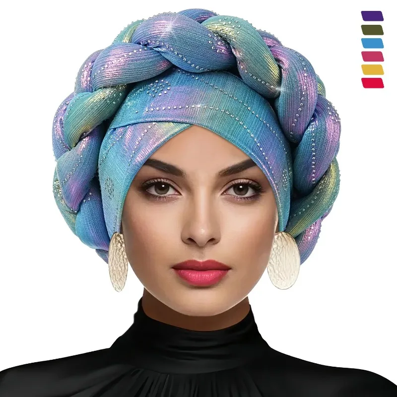 

African Auto Gele Headtie Already Made Headties Turban Cap for Women Nigeria Hijab Braid Head Wrap Wedding Party Headpiece