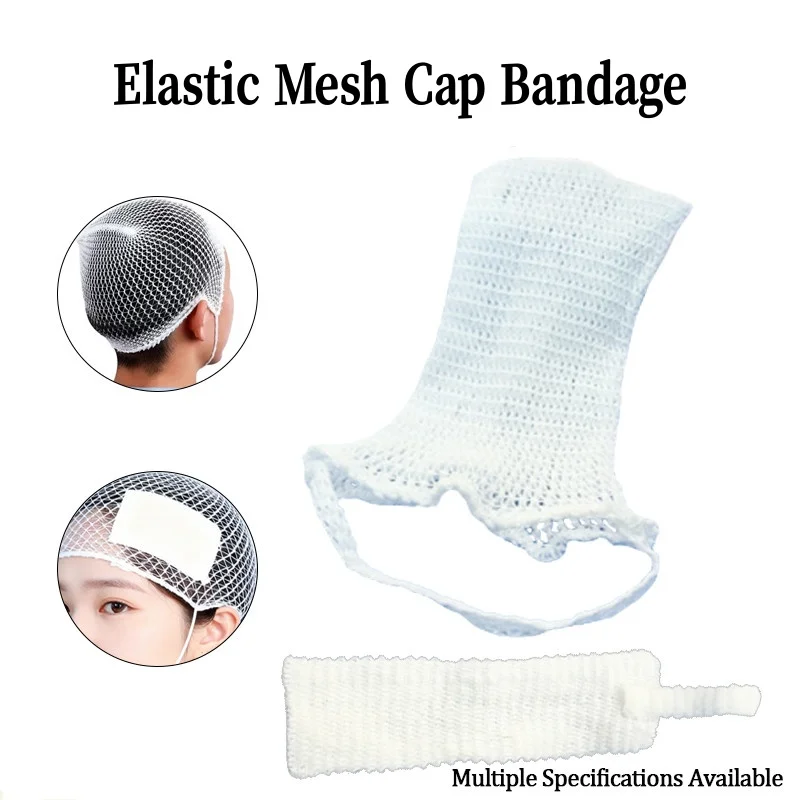 2Pcs Medical Elastic Mesh Cap Wound Dressing Fixed Bandage Head Bandage Mesh Headgear Breathable Mesh Tubular Bandage