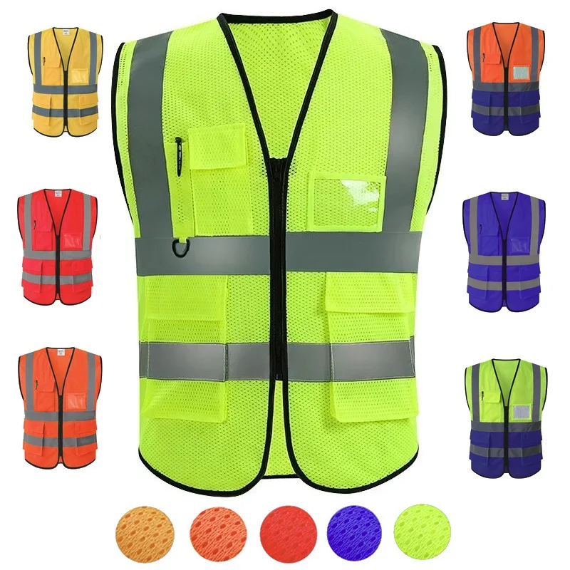 Summer Nighttime Multi Pocket Reflective Protective Clothing Reflective Coat Safe Structure Traffic Hygiene Garden Architecture