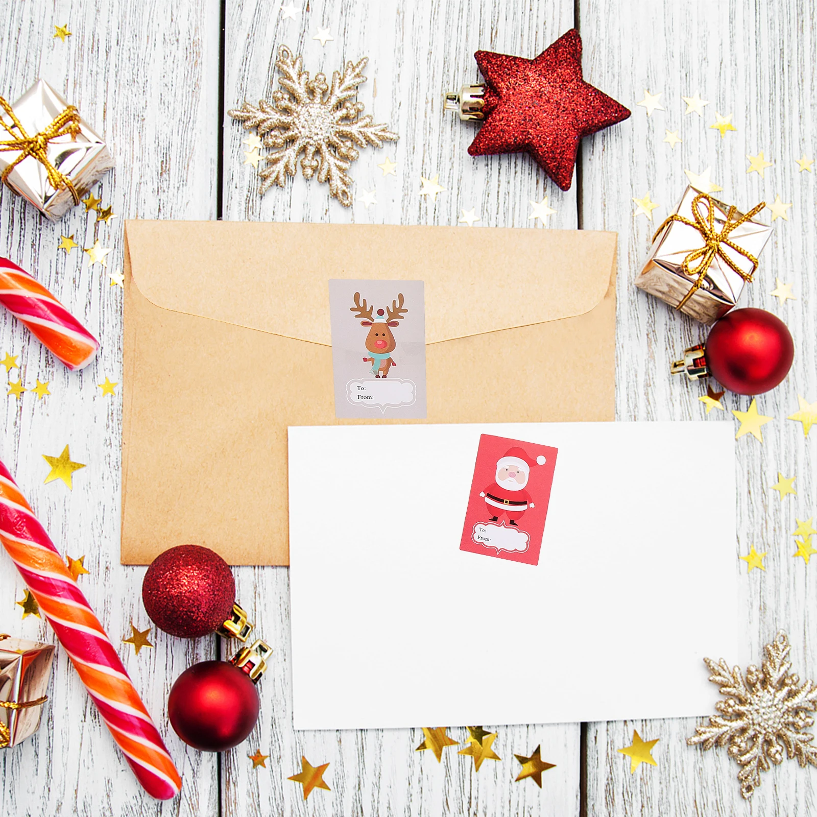 

2 Rolls Copper Plate Christmas Sealing Gift Bag Decals Self Adhesive Folder Decorations Wrapping