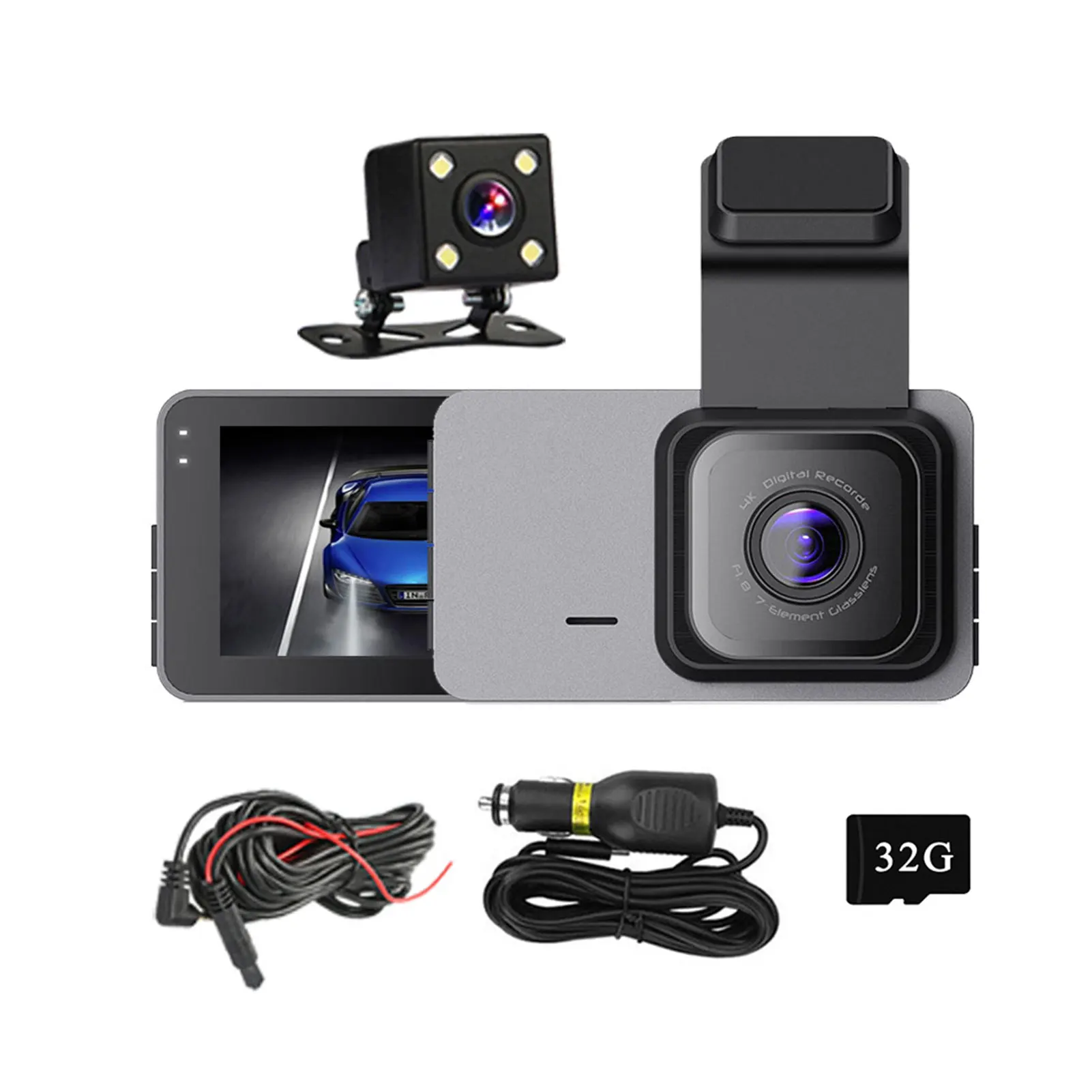 

HD Car 3Inch Screen Dash Cam Dash Cam Car Dvr Recorder 2Lens Front And Rear Dash Camera For Cars 32G