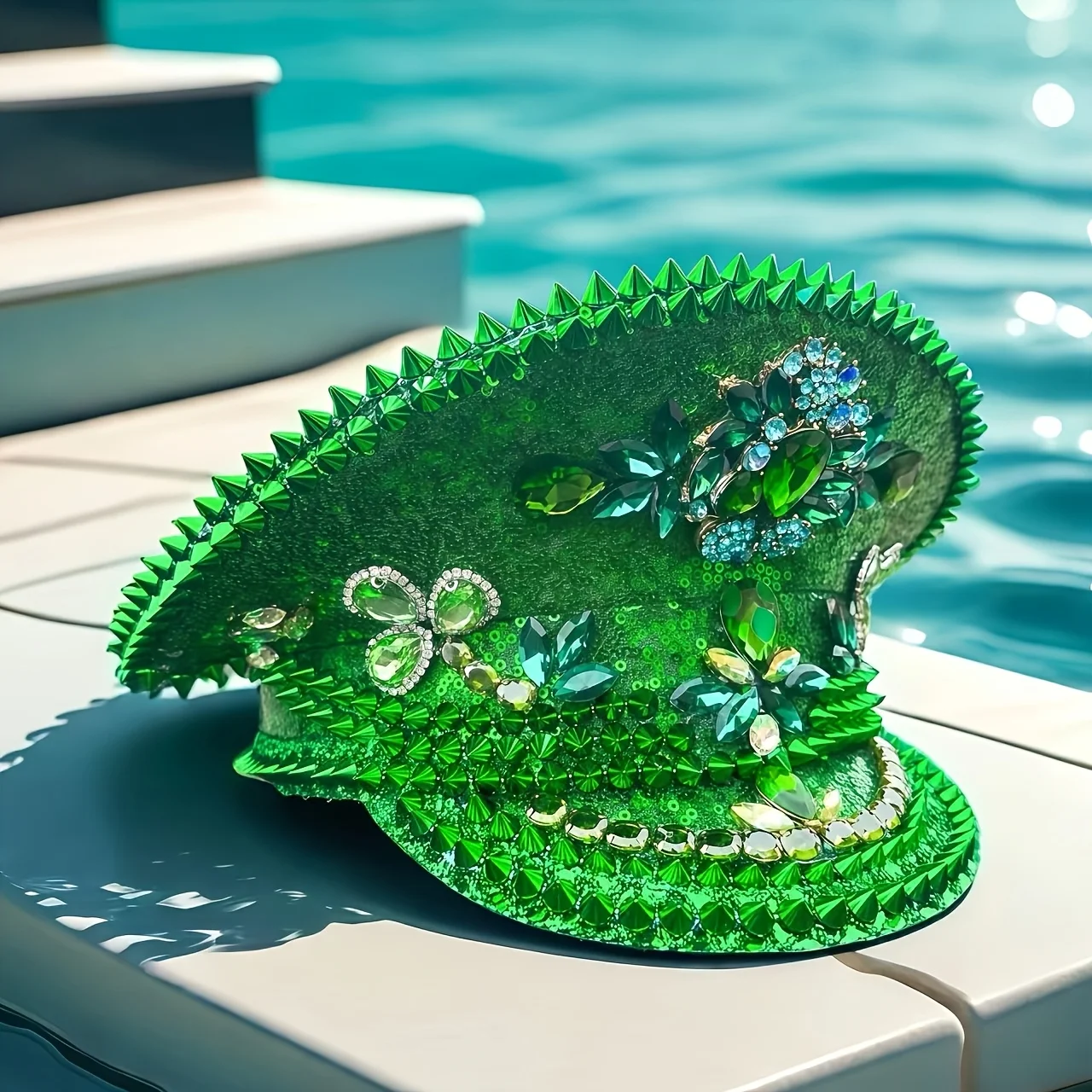 Cappello per costume di Halloween HongLuan, cappelli da capitano con strass per donna festival Burning Man, accessori femminili cosplay