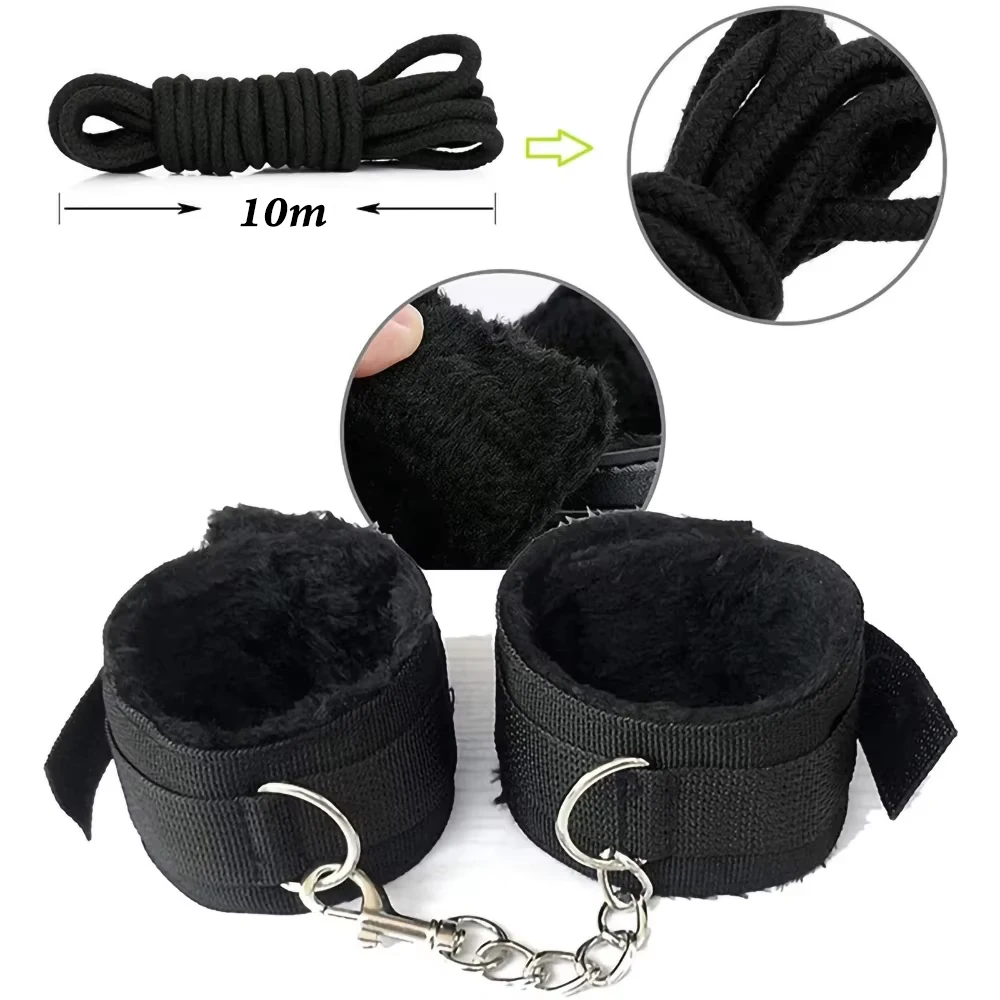 Giocattoli per adulti Prodotti del sesso BDSM Bondage Set di ritenuta Giocattoli del sesso per le donne Plug anale gag frusta SM Giocattolo del sesso Manette in nylon per il sesso