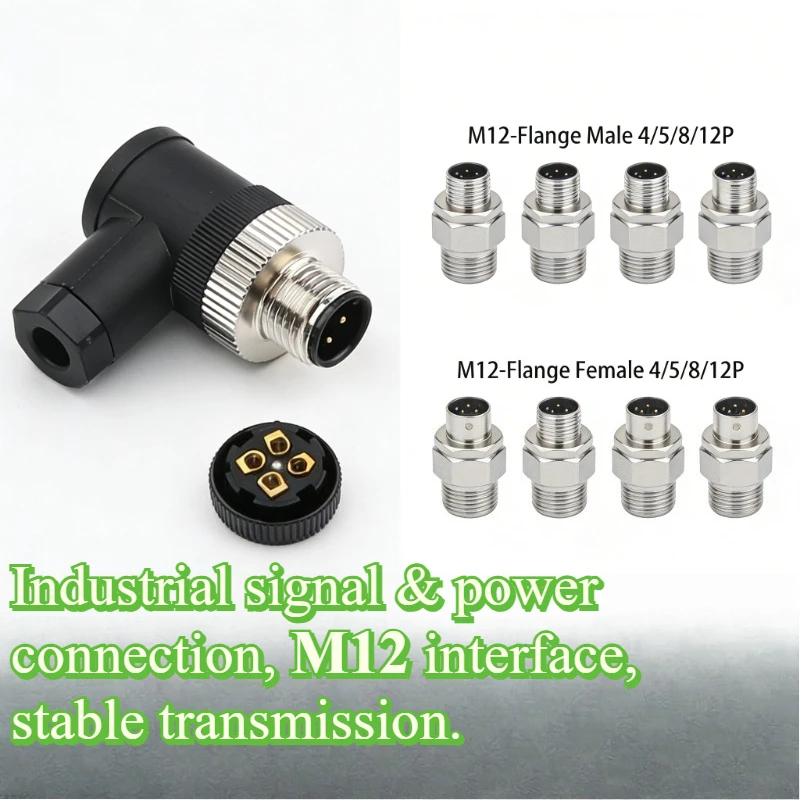Waterproof IP67 Plug PG7/9/11 Connector 4 5 8 12 17 Pin AssemblyM12 A-Code Aviation  Line Joint Male Female PlugsScrew Pressure