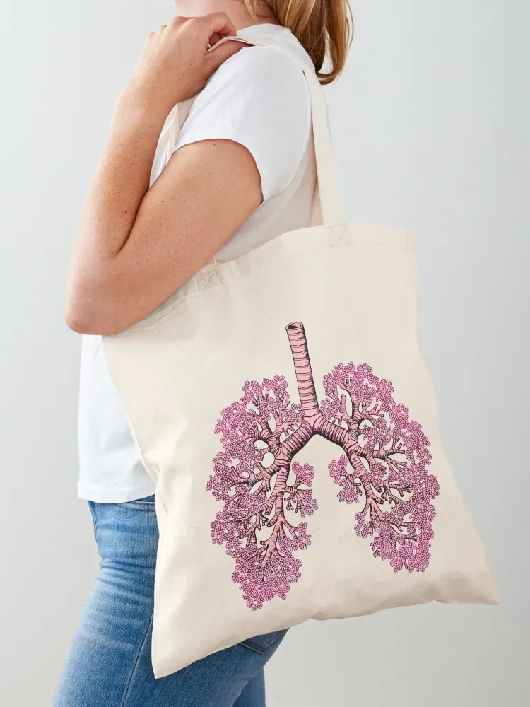 Lungs cancer awareness, pink coral human anatomy, watercolor Tote Bag Candy bags tote bag university Tote Bag