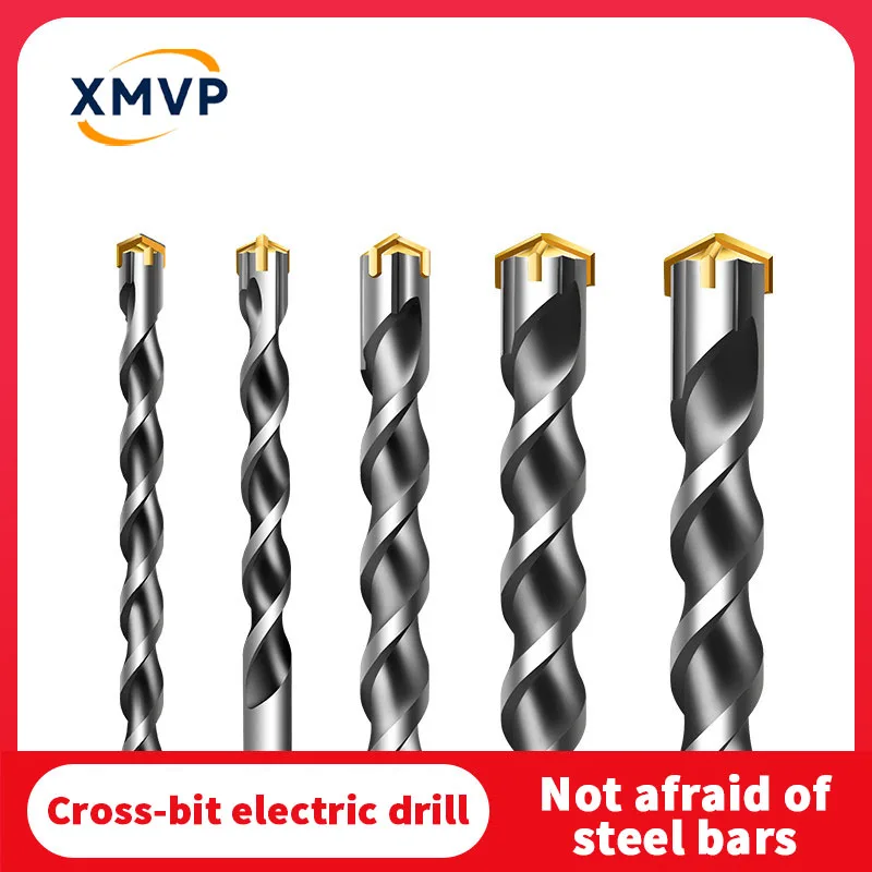 Cross impact drill bit, high hardness electric hammer, concrete drilling bit, reinforcing bar drilling, rotating head