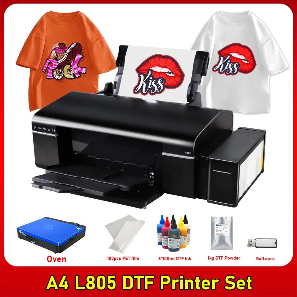 

A4 DTF Printer Epson L805 DTF Printer Bundle with DTF Oven Direct Transfer Film DTF T shirt Printing Machine for Clothes Fabrics