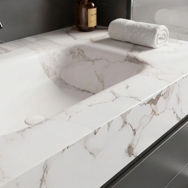 Rock slab hot bending integrated wash basin Household small apartment hot pressing basin Seamless splicing wall-mounted basin