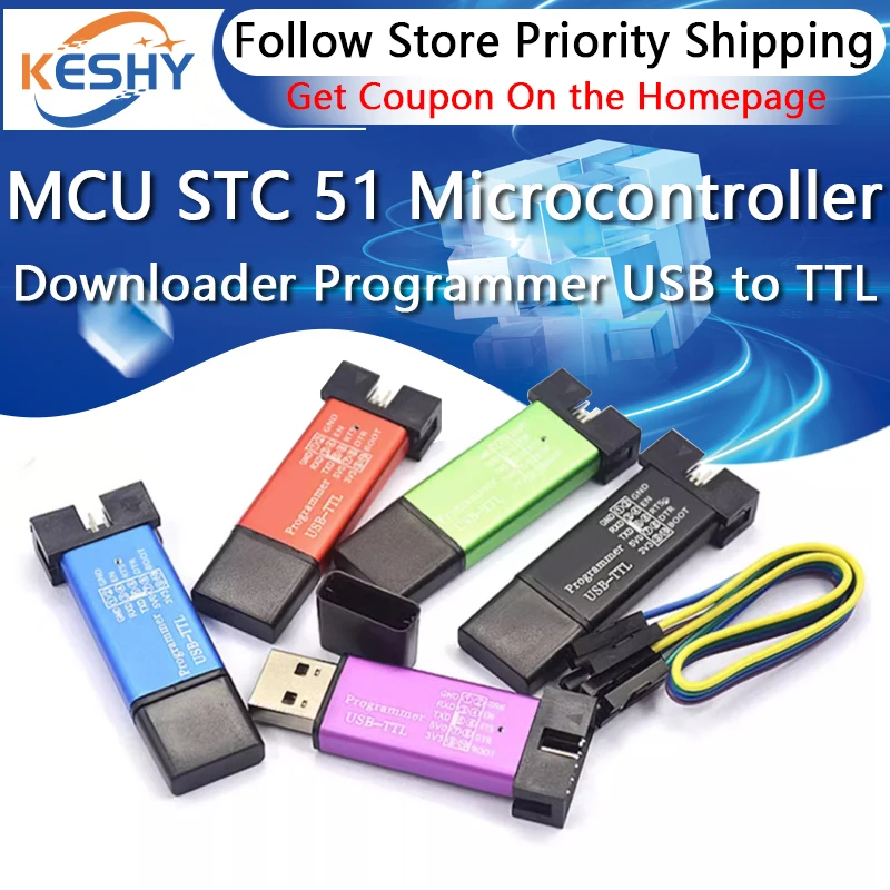 MCU STC 51 Microcontroller Downloader Auto Programmer / 3.3V 5V Universal / Dual Voltage USB to TTL DownLoad Cable