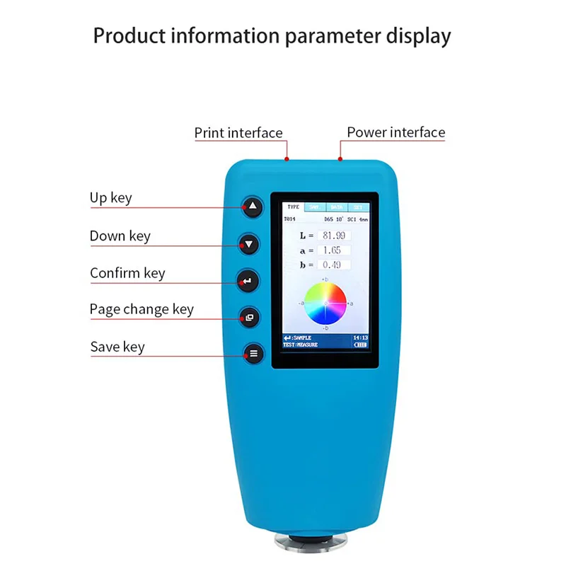 Portable High-Precise Digital Color Analyzer with Color Screen Display for Lab Testing and Color Matching for Coating Printing