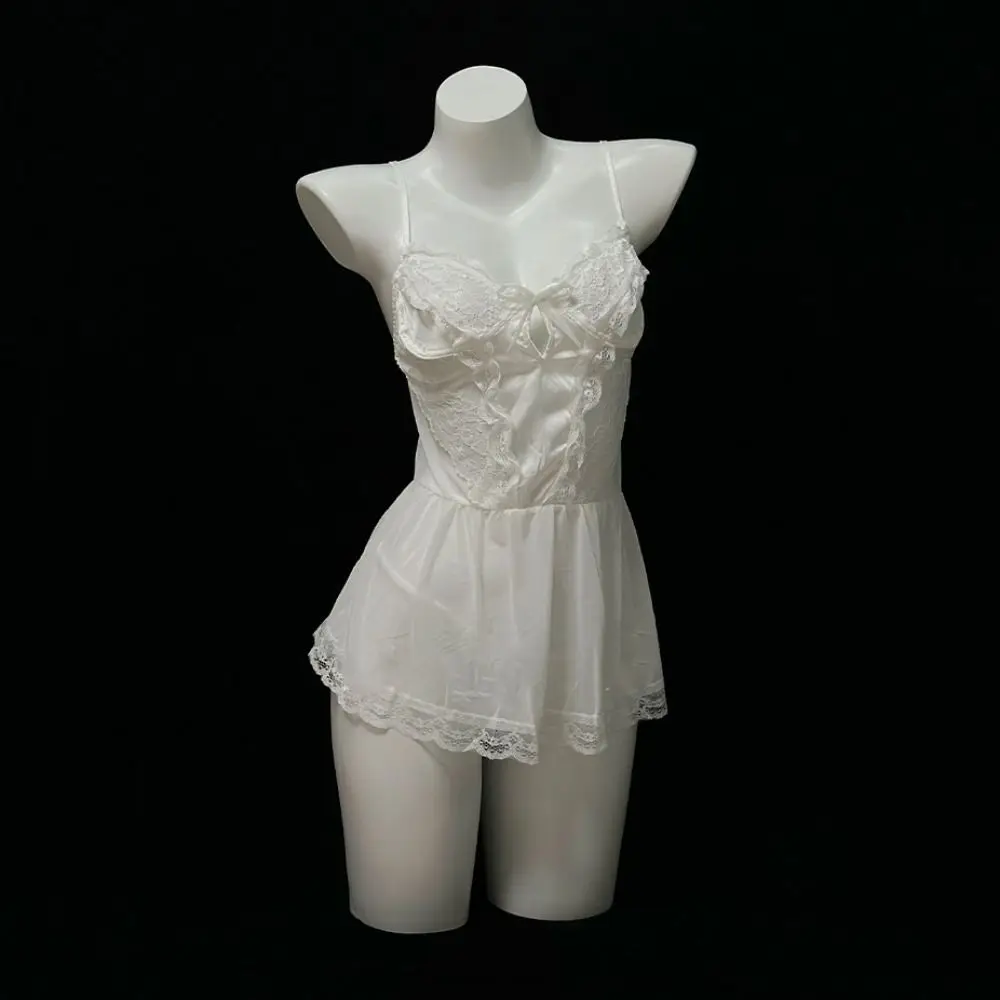 مريحة Bowknot الدانتيل ثوب النوم شفافة النساء الملابس الداخلية حبال نوم الحلو جوفاء الدانتيل شبكة باس النوم فتاة