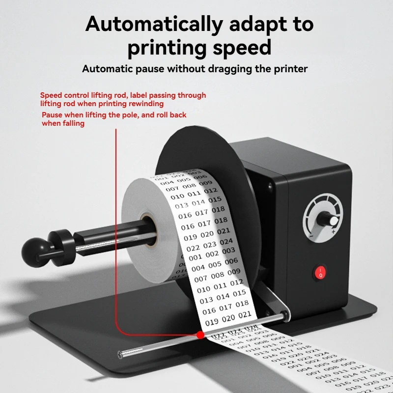 12V Automatic Label Rewinder Machine - Electric Label Roll Winder for Care Labels, Industrial Stickers, and Paper Rolls