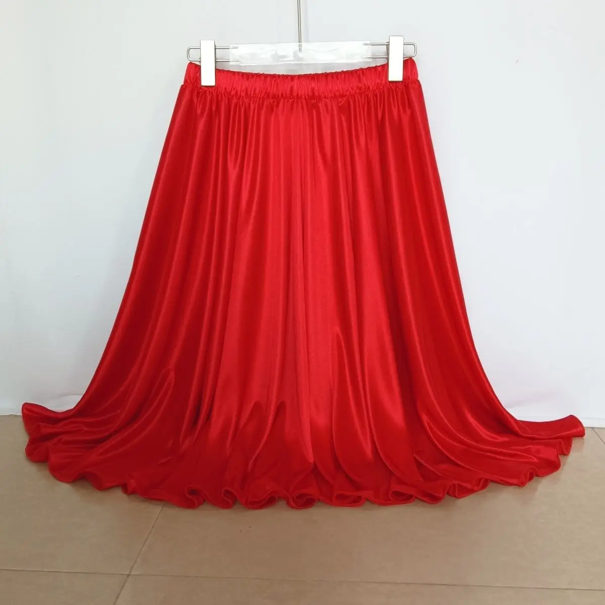 Around 66cm Length Summer Sheer Thin Satin Silk Sleeping Skirt Sexy Women High Waist Loose Running Gym Bottoms