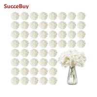 VEVOR Artificial Flowers Real Looking White Silk Fake Hydrangea Bulk White Faux Bridal Shower with Stem for DIY Wedding Bouquets