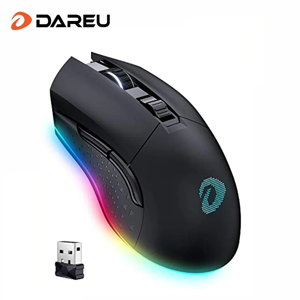 DAREU Gaming Mouse RGB Dual-mode 2.4G Wireless Wired Optical Sensor Mouse Gamer 10000 DPI 6 Programmable Macros Buttons Mice