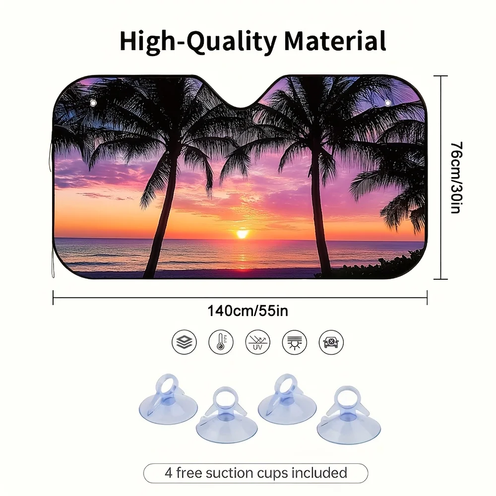 Coconut Trees by the Seaside Car Sun Visor perfectly adapts to different car models suitable for all driving needs