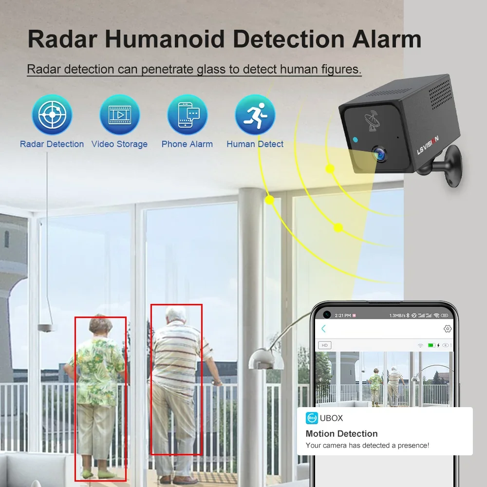 LS VISION 4MP 4G كاميرا صغيرة لاسلكية داخلية واي فاي كشف الرادار اللون للرؤية الليلية المدمج في بطارية كاميرات الأمن Ubox App #3