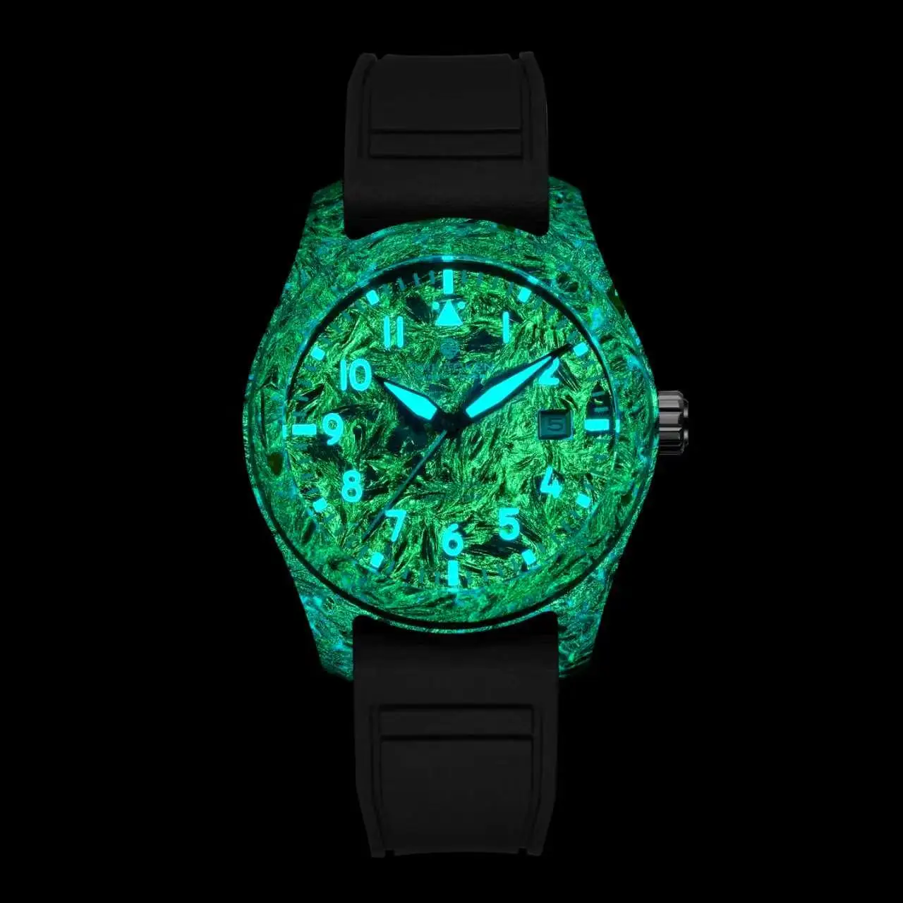 TIME TOKEN Carbon Fiber  Automatic Mechanical Watch 40MM Men's Watch 10Bar Waterproof Calendar Wristwatch reloj hombre T537