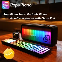 PopuPiano-Smart Piano com controlador MIDI, teclado LED, Smart Interactive Sing-Junto com acordes para iniciantes