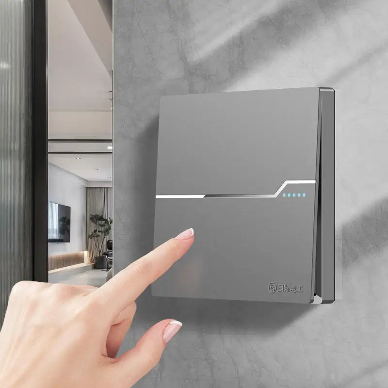 50PCS Standar UK/EU 10A 1 Gang Single Pole Double Pole Soket Panel PC Lampu Dinding Tombol Tekan Kaca 250v Kompatibel WIFI Untuk Rumah