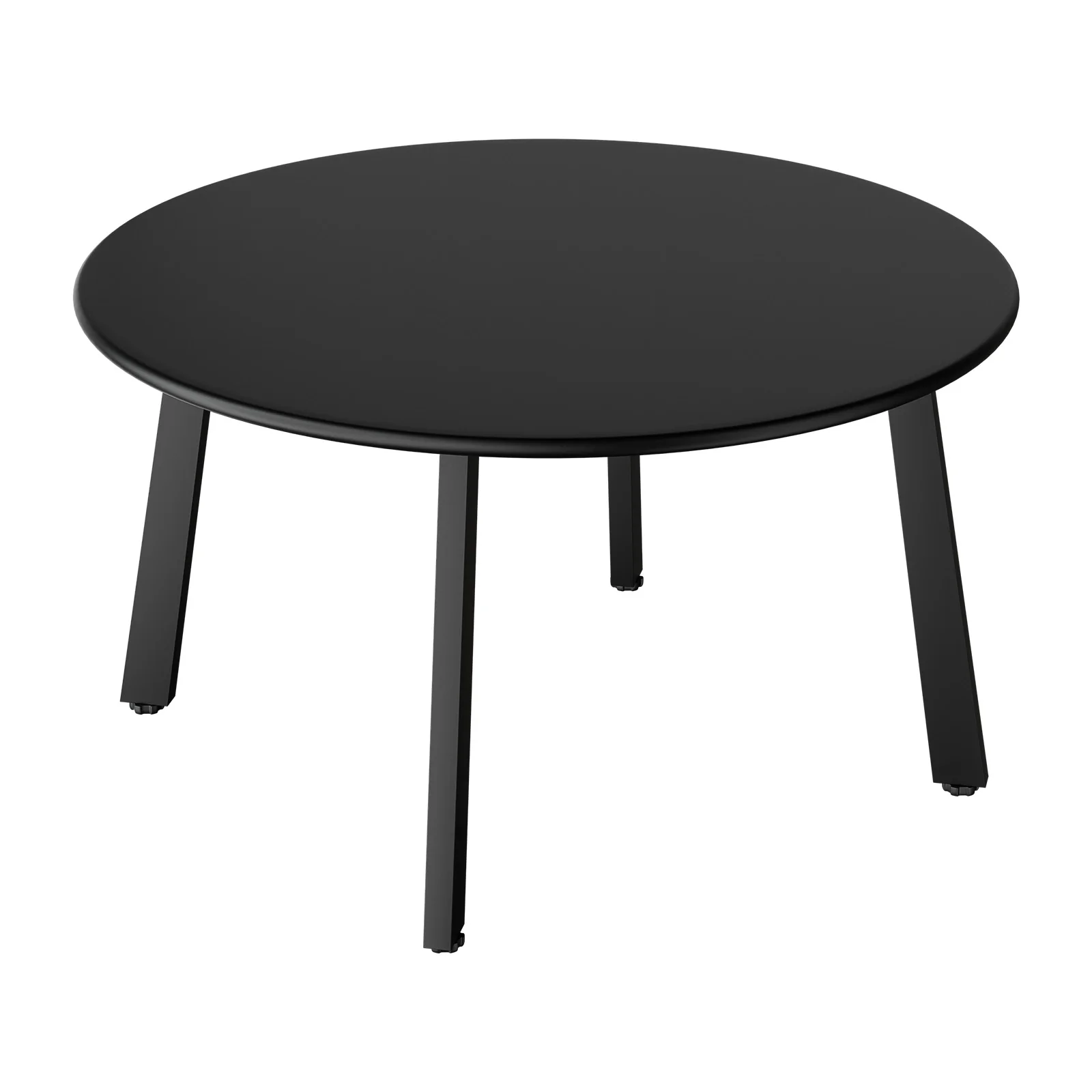 Patio Coffee Table, Metal Steel Outdoor Round Table, Weather Resistant Steel Patio Side Table, Black