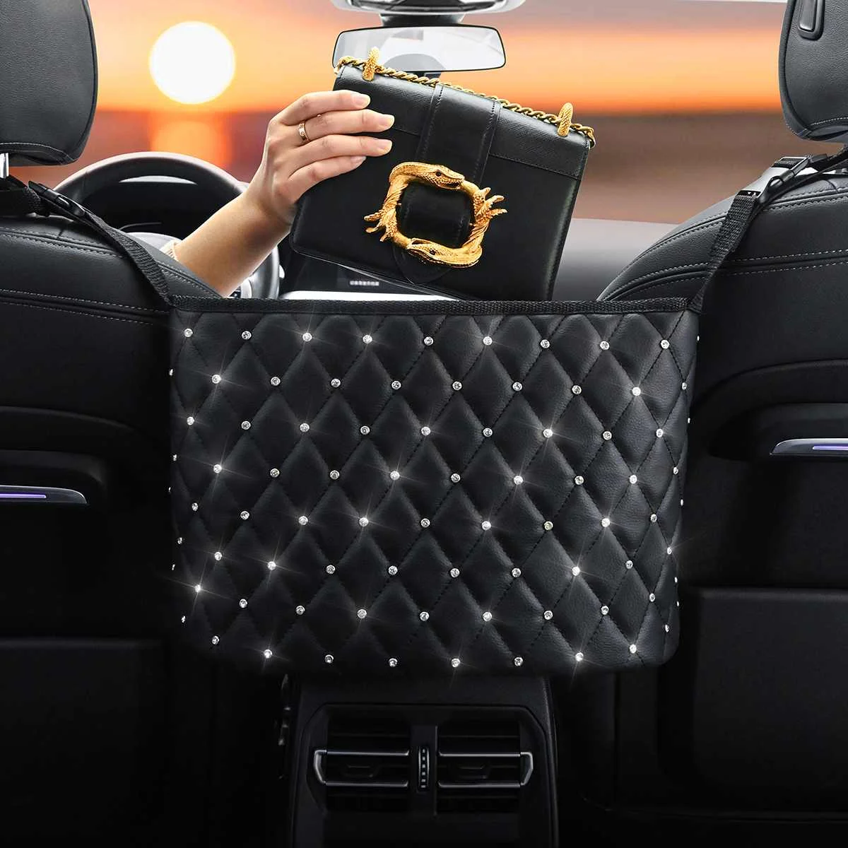 

Автомобильная сумка для хранения, держатель для сумок, органайзер для хранения на автомобильное сиденье, держатель для сумок, автомобильный Внутренний органайзер для хранения и поддержания порядка в автомобиле, средний Органайзер