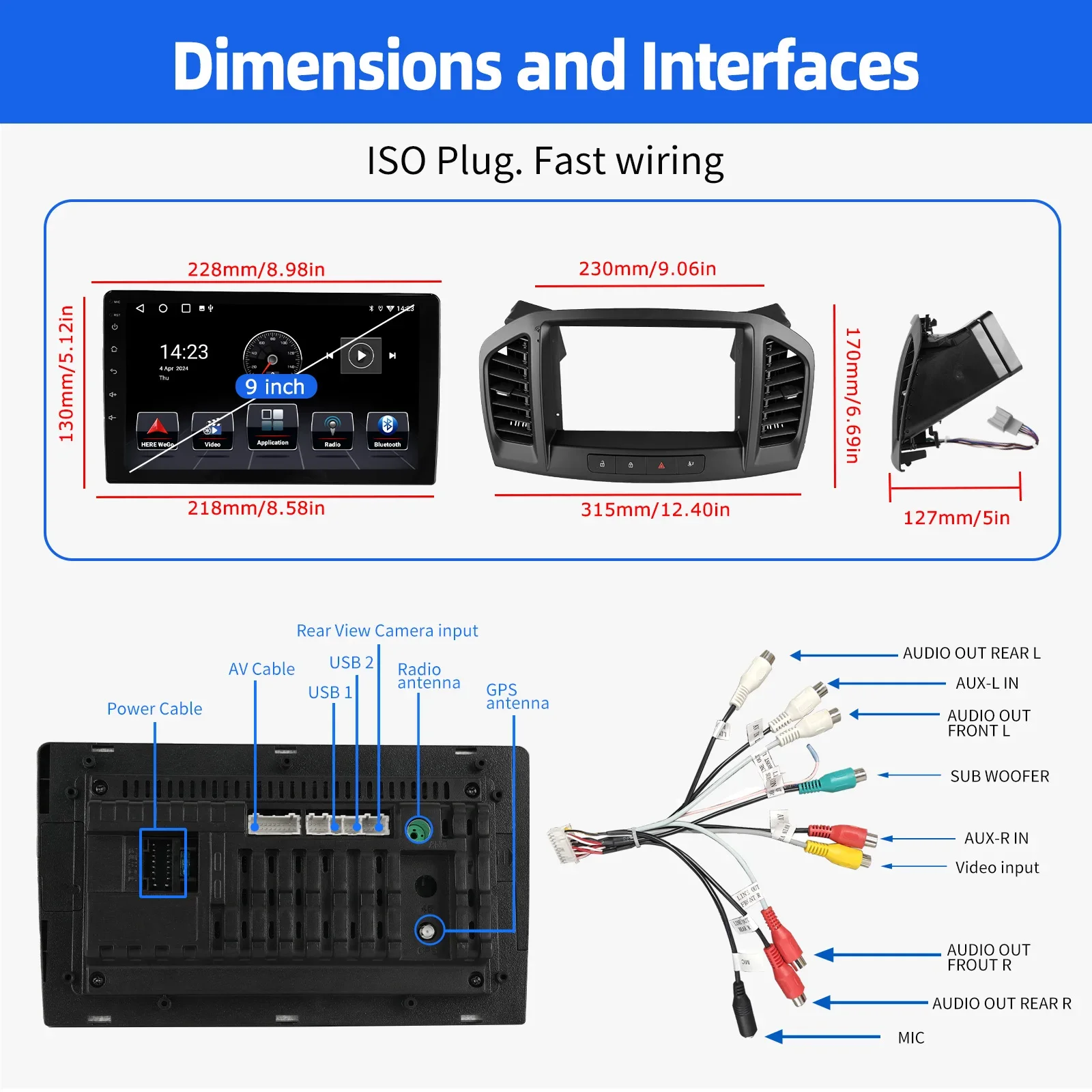 ESSGOO 9 "Android 14 Radio estéreo de coche para Opel Insignia 2008-12 inalámbrico Carplay Android Auto GPS Navi FM BT RDS SWC Mirror Link