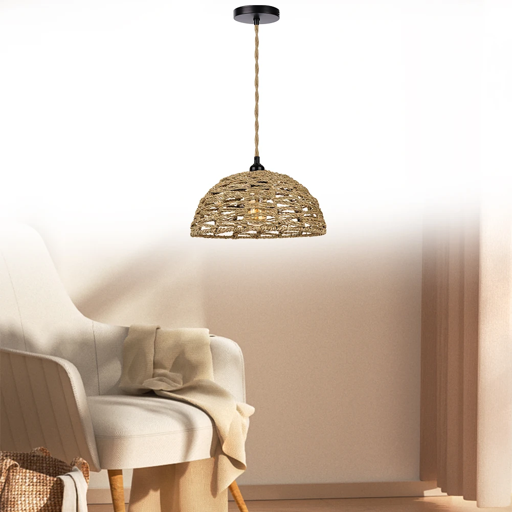 

Hemp Rope Lamp Shade Handwoven Lamp Shade Decorative Pendant Light Shade Round Pendant Light Cover for Porch Balcony Hallway