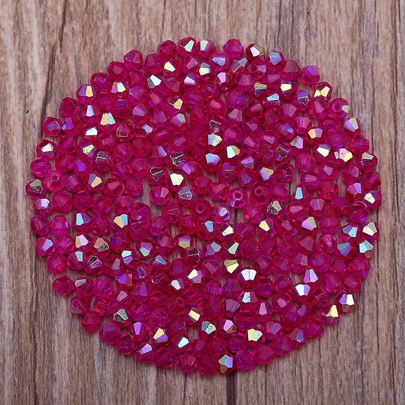 300 Stück exquisite 4 mm Doppelkegel lose Kristallperlen für Schmuckherstellungszubehör 061-080