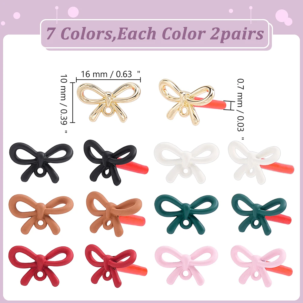 28Pcs Bowknot Post Earring Findings Alloy Bowknot Stud Earrings Stud Earring Findings with Loop Jewelry Making Accessories
