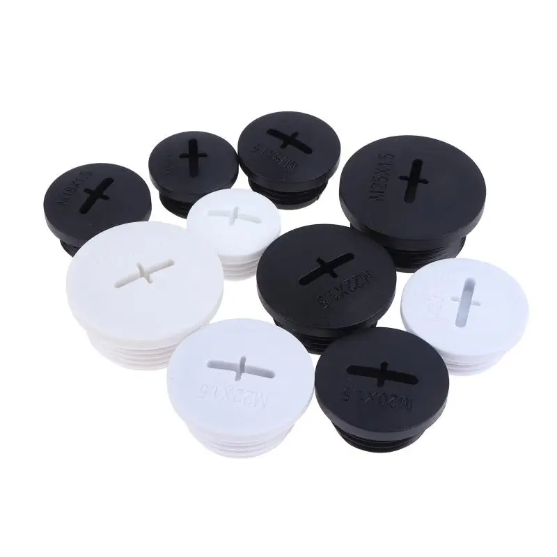 New 10Pcs Cross Shaped Plastic Plugs Nylon Waterproof Quality Threaded Hole Plugs M16X1.5 M18X1.5 M20X1.5 M22X1.5 M25X1.5