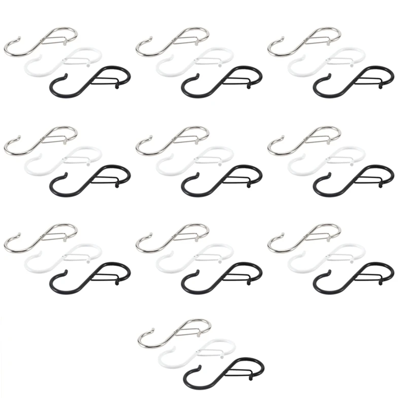 

30Pcs S Hooks Hanging Safety Buckle Set Kit 3.5 Inch Heavy Duty S Hooks Kit For Closet Hooks, Clothes, Kitchen Utensil, Bags