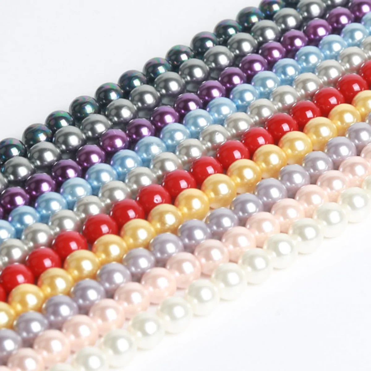 4 6 8 10 12mm Round Natural South Sea Shell Pearl Loose Beads DIY Accessories Red Blue Black White Purple Gray Pink Gold Color