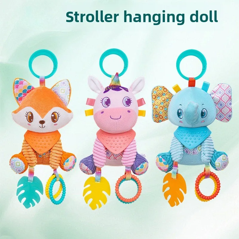 

Baby Plush Stuffed Rattle Toys Stroller Pendant Hanging Animals Bed Mobile Infant Early Education Puzzle Doll for Baby Toys